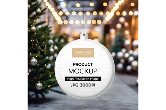 Download Round Ceramic Christmas Ornament Mockup - Premium Resources